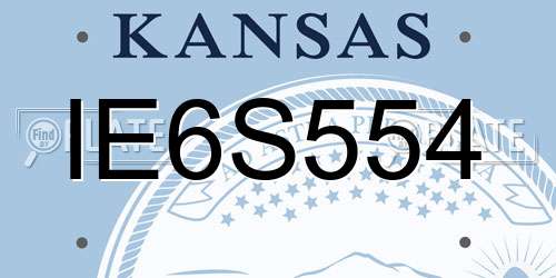 IE6S554 Kansas License Plate