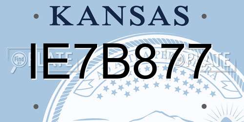 IE7B877 Kansas License Plate