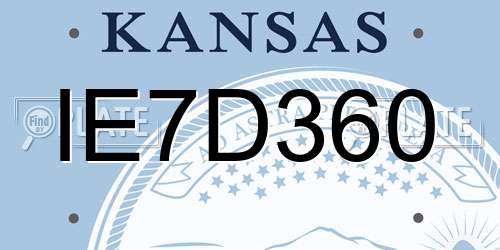 IE7D360 Kansas License Plate