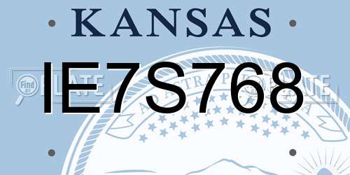 IE7S768 Kansas License Plate