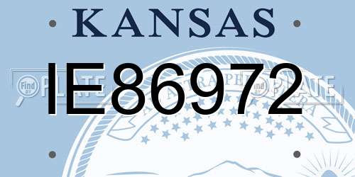 IE86972 Kansas License Plate