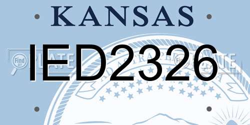 IED2326 Kansas License Plate