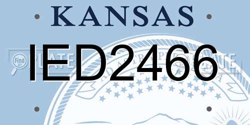 IED2466 Kansas License Plate