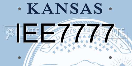 IEE7777 Kansas License Plate