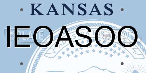 IEOASOO Kansas License Plate