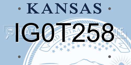IG0T258 Kansas License Plate