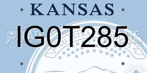 IG0T285 Kansas License Plate