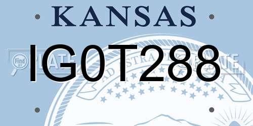 IG0T288 Kansas License Plate