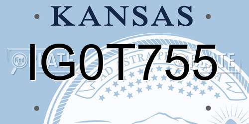 IG0T755 Kansas License Plate