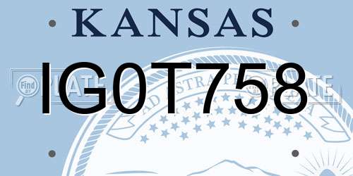 IG0T758 Kansas License Plate