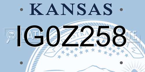 IG0Z258 Kansas License Plate