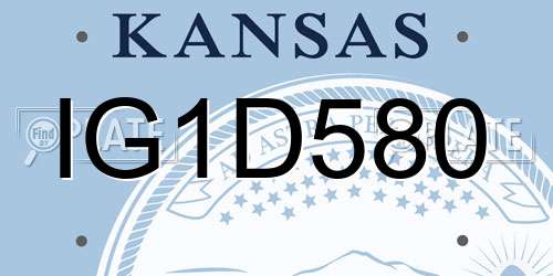 IG1D580 Kansas License Plate