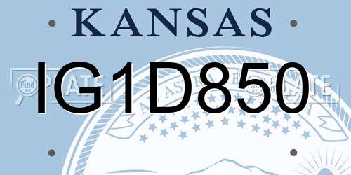 IG1D850 Kansas License Plate