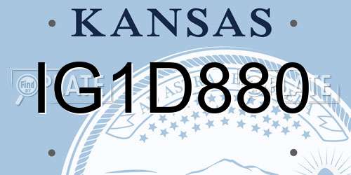 IG1D880 Kansas License Plate