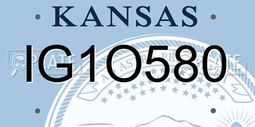 IG1O580 Kansas License Plate