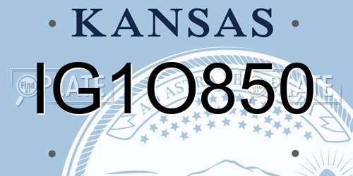 IG1O850 Kansas License Plate