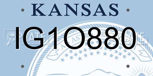 IG1O880 Kansas License Plate