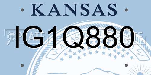 IG1Q880 Kansas License Plate