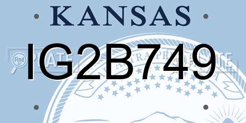 IG2B749 Kansas License Plate