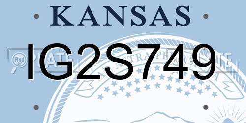 IG2S749 Kansas License Plate