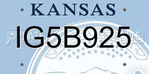 IG5B925 Kansas License Plate