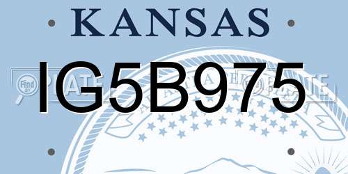 IG5B975 Kansas License Plate
