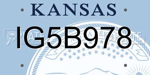 IG5B978 Kansas License Plate