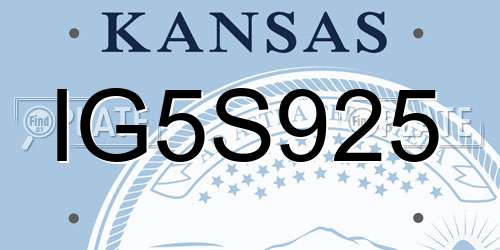 IG5S925 Kansas License Plate