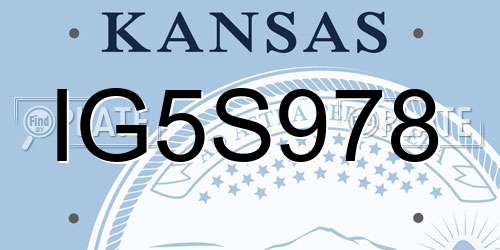 IG5S978 Kansas License Plate
