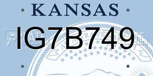 IG7B749 Kansas License Plate