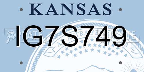 IG7S749 Kansas License Plate
