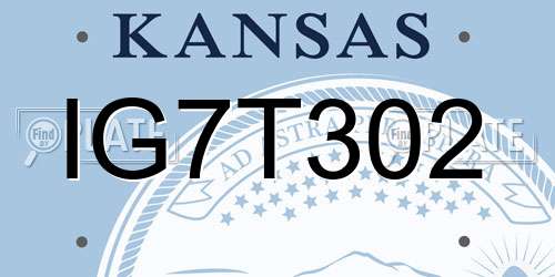 IG7T302 Kansas License Plate