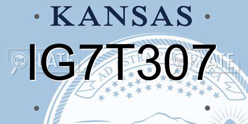 IG7T307 Kansas License Plate