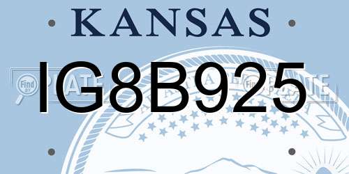 IG8B925 Kansas License Plate