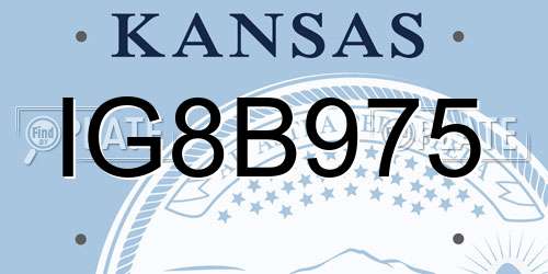 IG8B975 Kansas License Plate