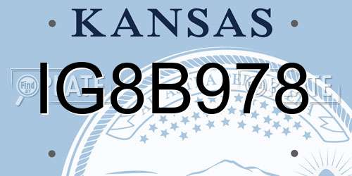 IG8B978 Kansas License Plate