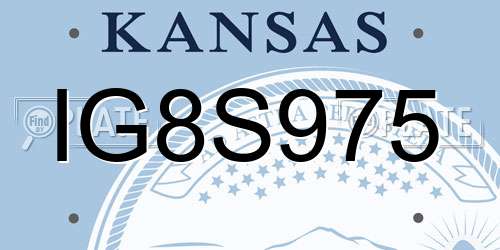 IG8S975 Kansas License Plate