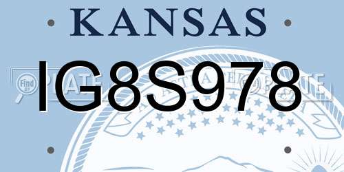 IG8S978 Kansas License Plate