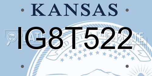 IG8T522 Kansas License Plate