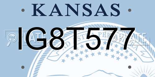 IG8T577 Kansas License Plate