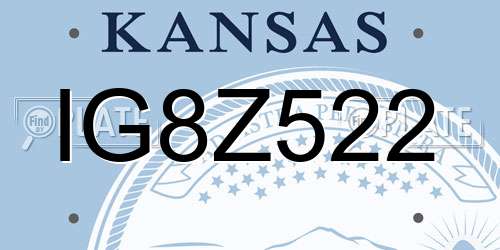 IG8Z522 Kansas License Plate