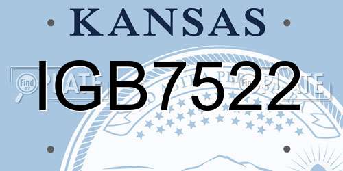 IGB7522 Kansas License Plate