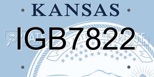 IGB7822 Kansas License Plate