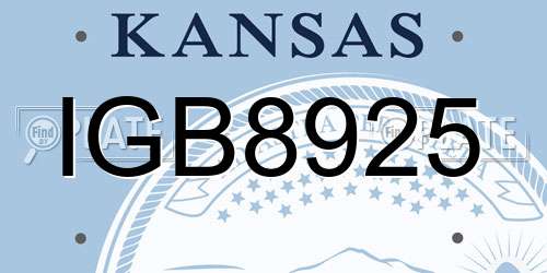 IGB8925 Kansas License Plate