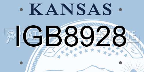 IGB8928 Kansas License Plate