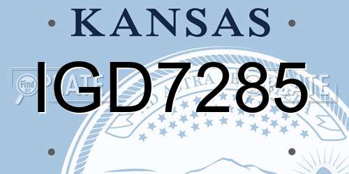 IGD7285 Kansas License Plate
