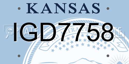 IGD7758 Kansas License Plate