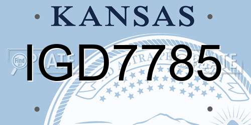 IGD7785 Kansas License Plate