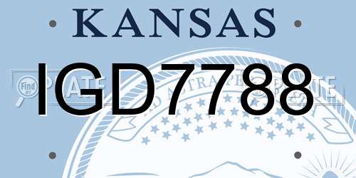 IGD7788 Kansas License Plate