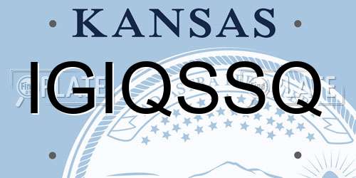 IGIQSSQ Kansas License Plate